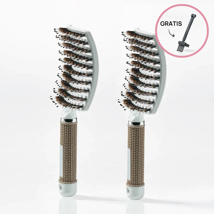 2 stk. Curved Paddle Brush + Gratis Gave
