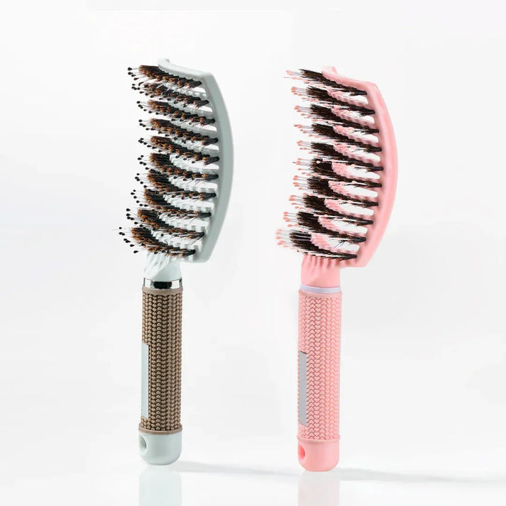 Curved Paddle Brush - Hårbørste med vildsvinehår