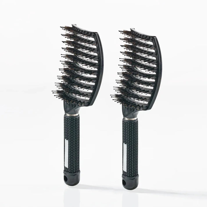 Curved Paddle Brush - Hårbørste med vildsvinehår