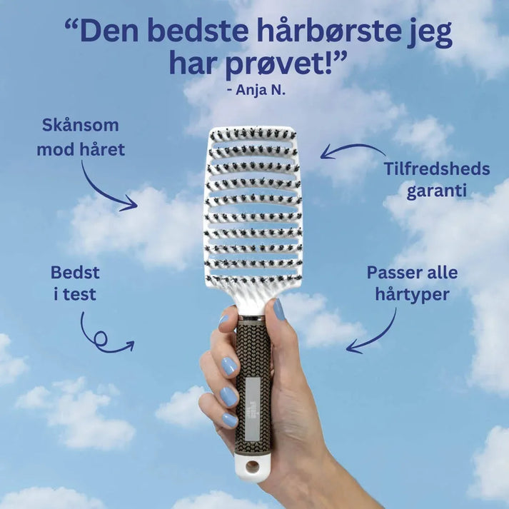 Curved Paddle Brush - Hårbørste med vildsvinehår