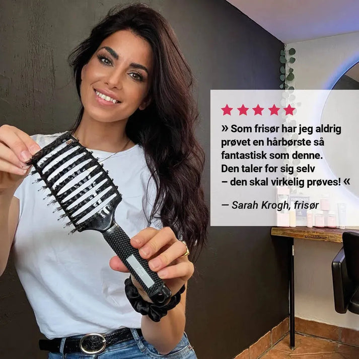 Curved Paddle Brush - Hårbørste med vildsvinehår
