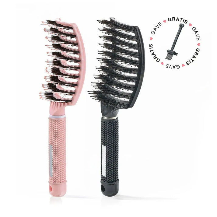 2 stk. Curved Paddle Brush + Gratis Gave